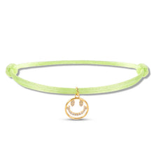 Afbeelding in Gallery-weergave laden, By Trend Armband Satin Smiley Strass Geel