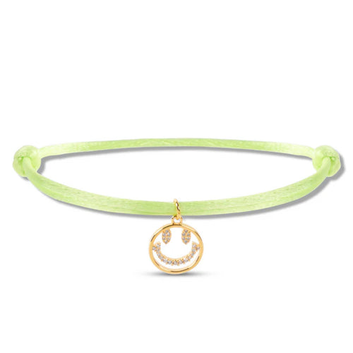 By Trend Armband Satin Smiley Strass Geel