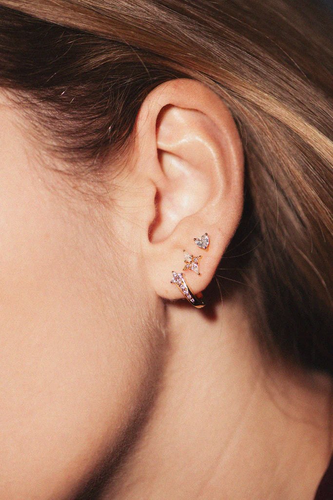 Bobby Rose Jewelry Oorbel Heart White (per stuk)