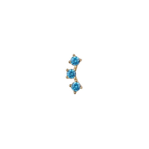 Bobby Rose Jewelry Oorbel Triple Aqua (Per stuk)