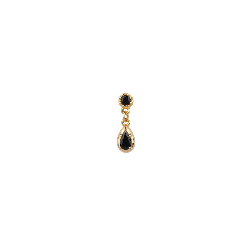 Bobby Rose Jewelry Oorbel Waterdrop onyx Goud (per stuk)