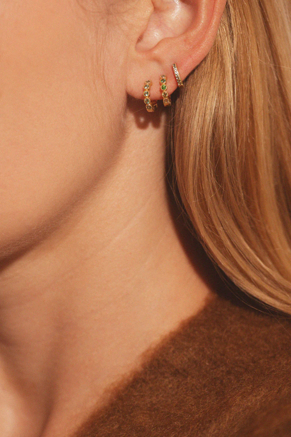 Bobby Rose Jewelry Oorbel Olive Green Swarovski Clip (Per stuk)