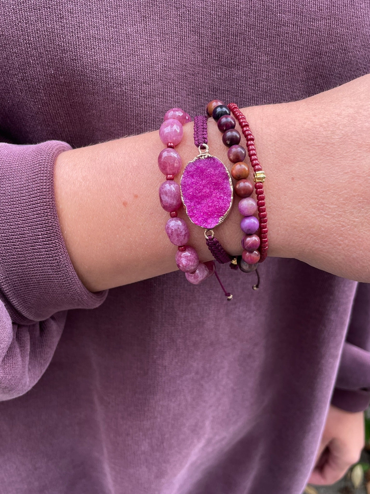 Bert Armband Druzy Fuchsia