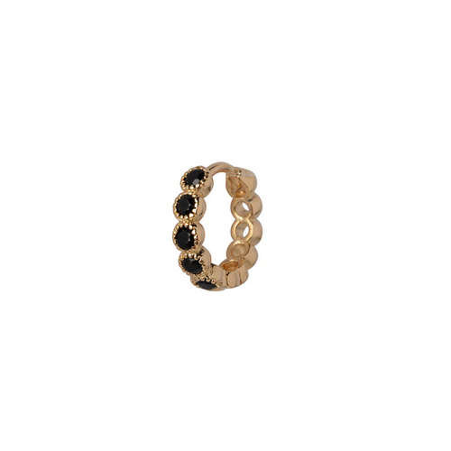 Dit is een Bobby Rose Jewelry Oorbel Black Swarovski clip oorbel in de kleur zwart en goud.