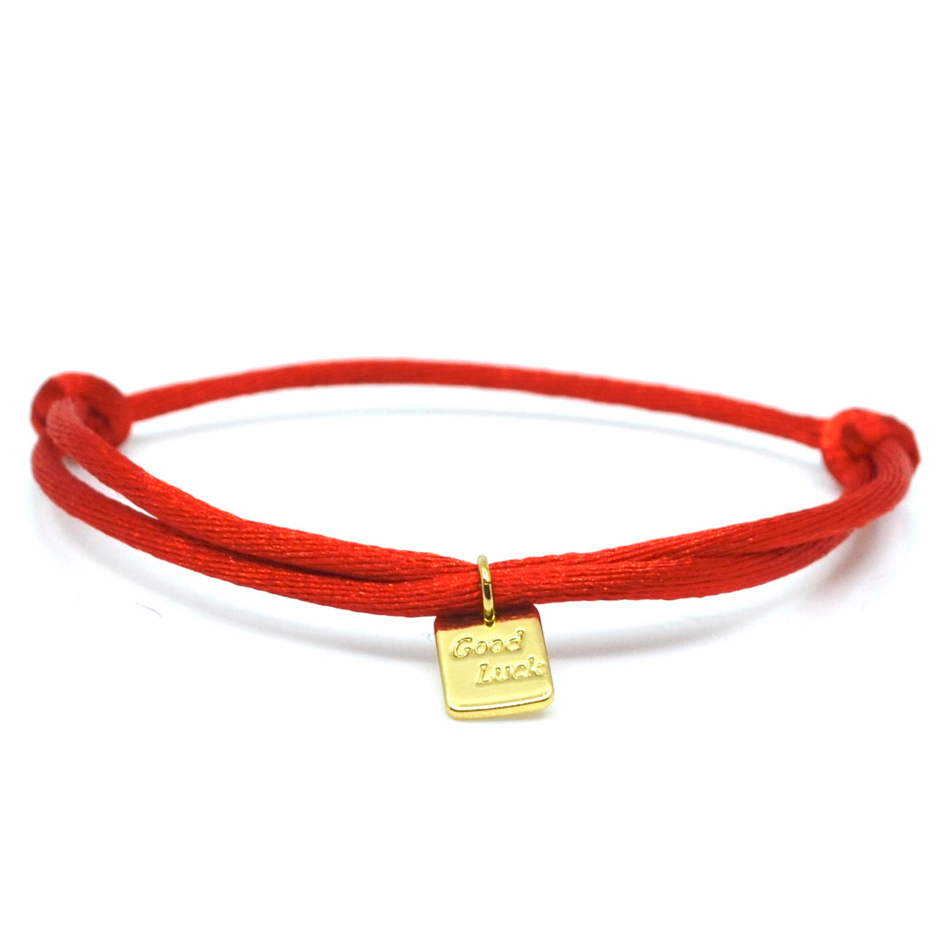 By Trend Armband Satin Good Luck Rood