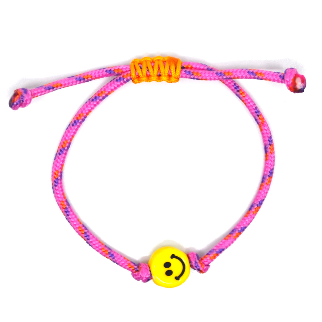 Bert Armband Smiley Geel (kies uit meerdere kleuren koord)