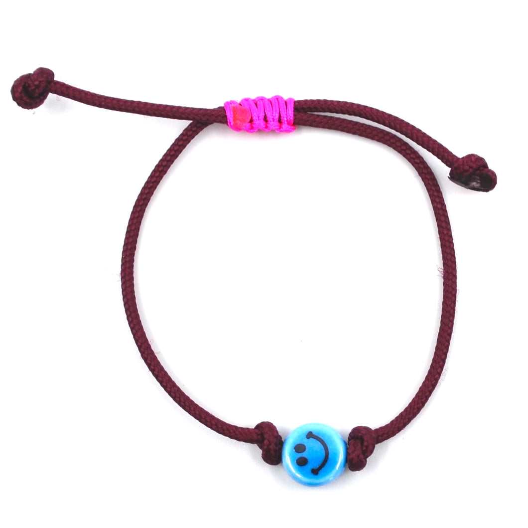 Bert Armband Smiley Blauw (kies uit meerdere kleuren koord)