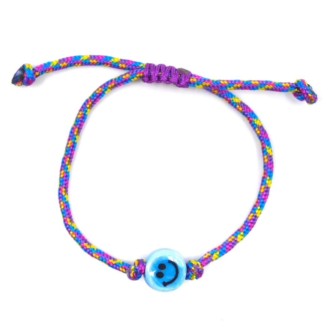 Bert Armband Smiley Blauw (kies uit meerdere kleuren koord)