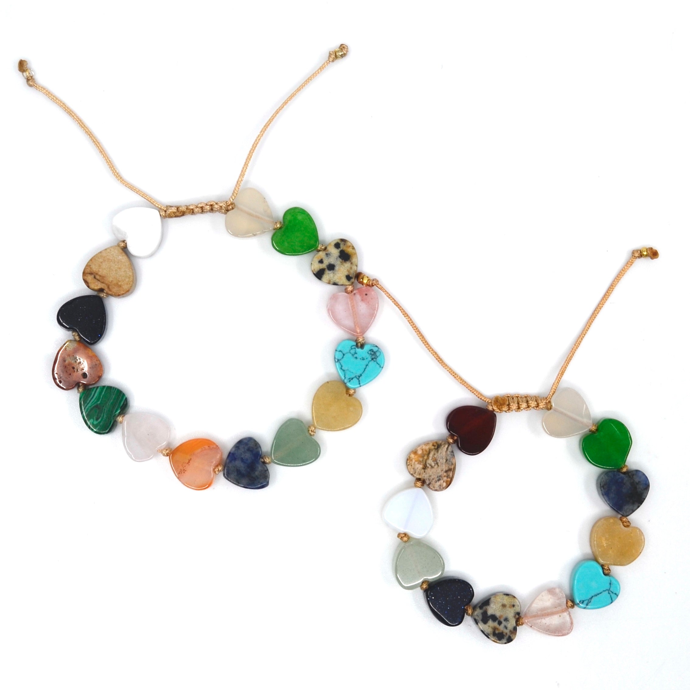 Bert Bracelet Set Mother Child Hearts Gemstone Mix (Choice of multiple quantities)