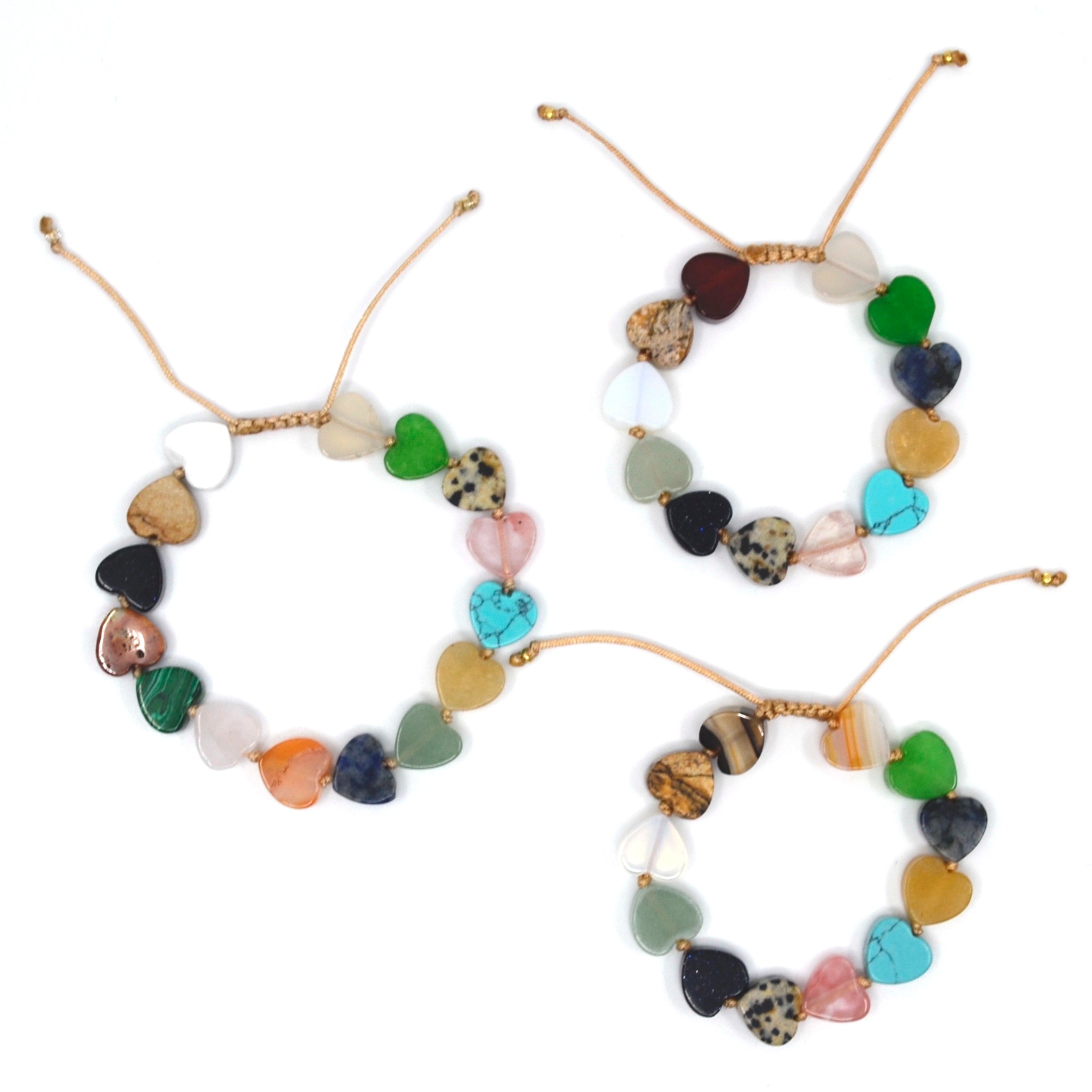 Bert Bracelet Set Mother Child Hearts Gemstone Mix (Choice of multiple quantities)