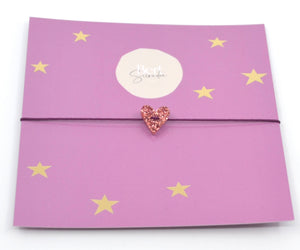 Bert Armband Love Roze Glitter (kies uit meerdere kleuren koord)