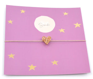 Bert Armband Love Goud Glitter (kies uit meerdere kleuren koord)