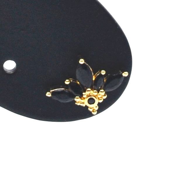 Bobby Rose Jewelry Oorbel Flores Onyx (per stuk)