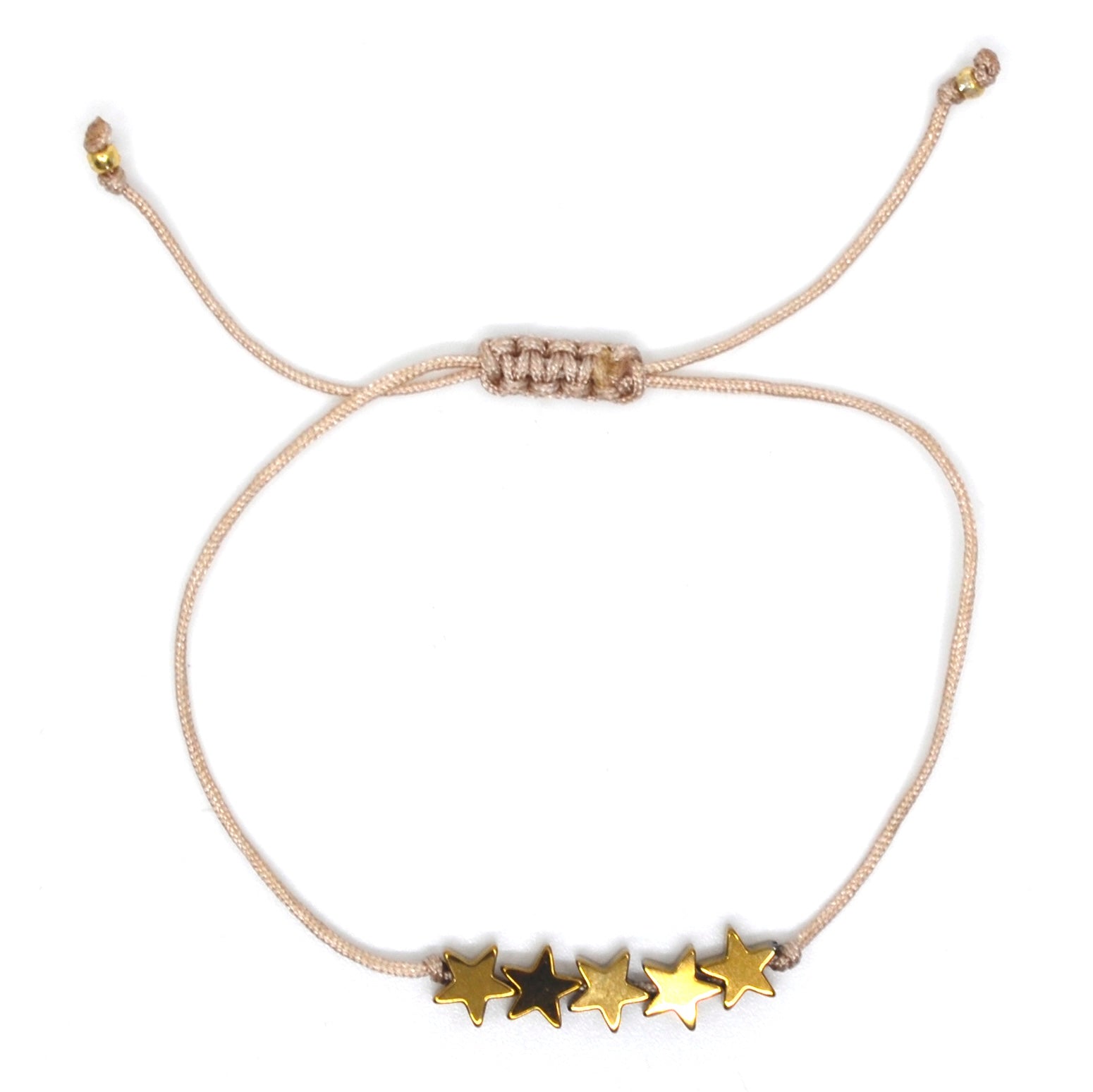 Bert Armband 5 Ster Goud (Kies uit meerdere kleuren koord)