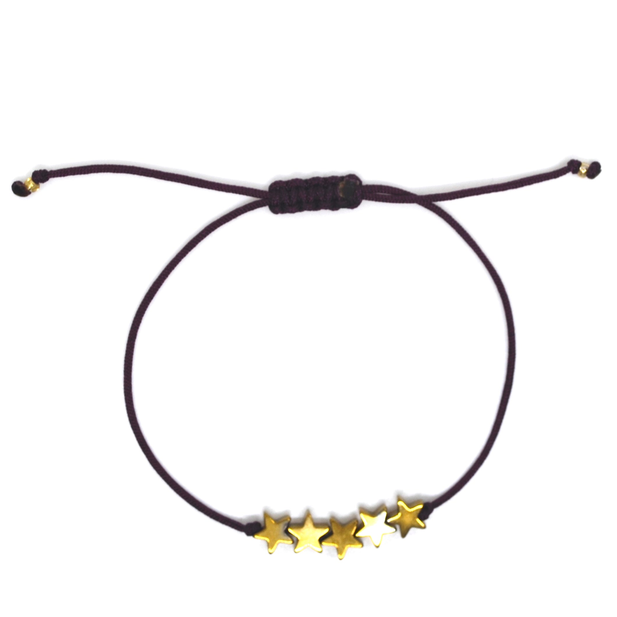 Bert Armband 5 Ster Goud (Kies uit meerdere kleuren koord)