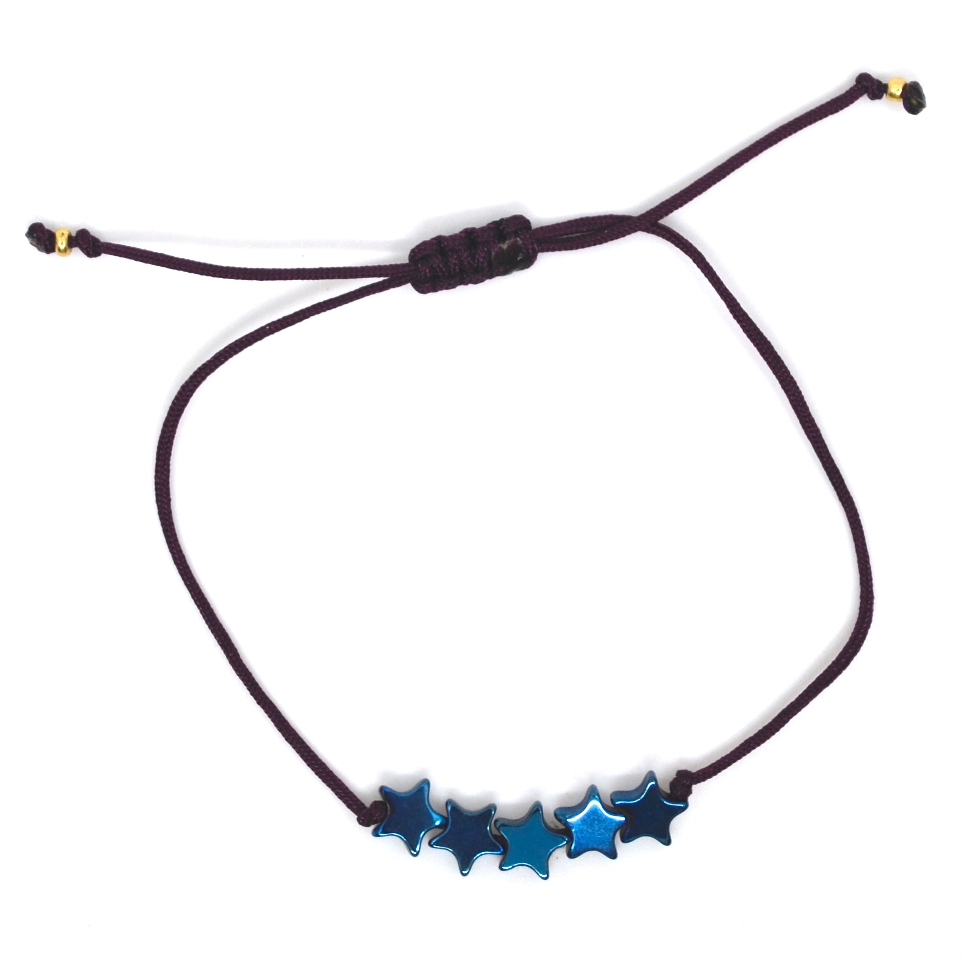 Bert Armband 5 Ster Blauw (Kies uit meerdere kleuren koord)