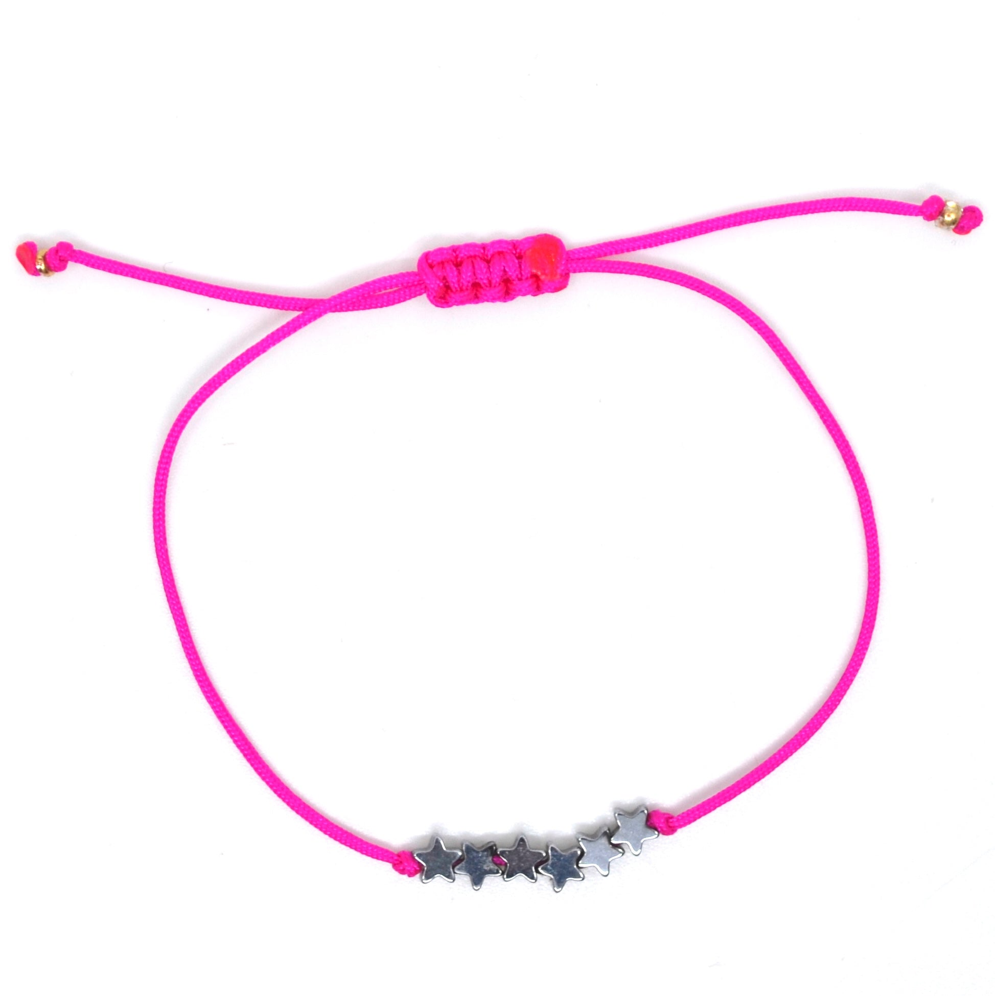 Bert Armband 6 Ster Zilver (Kies uit meerdere kleuren koord)