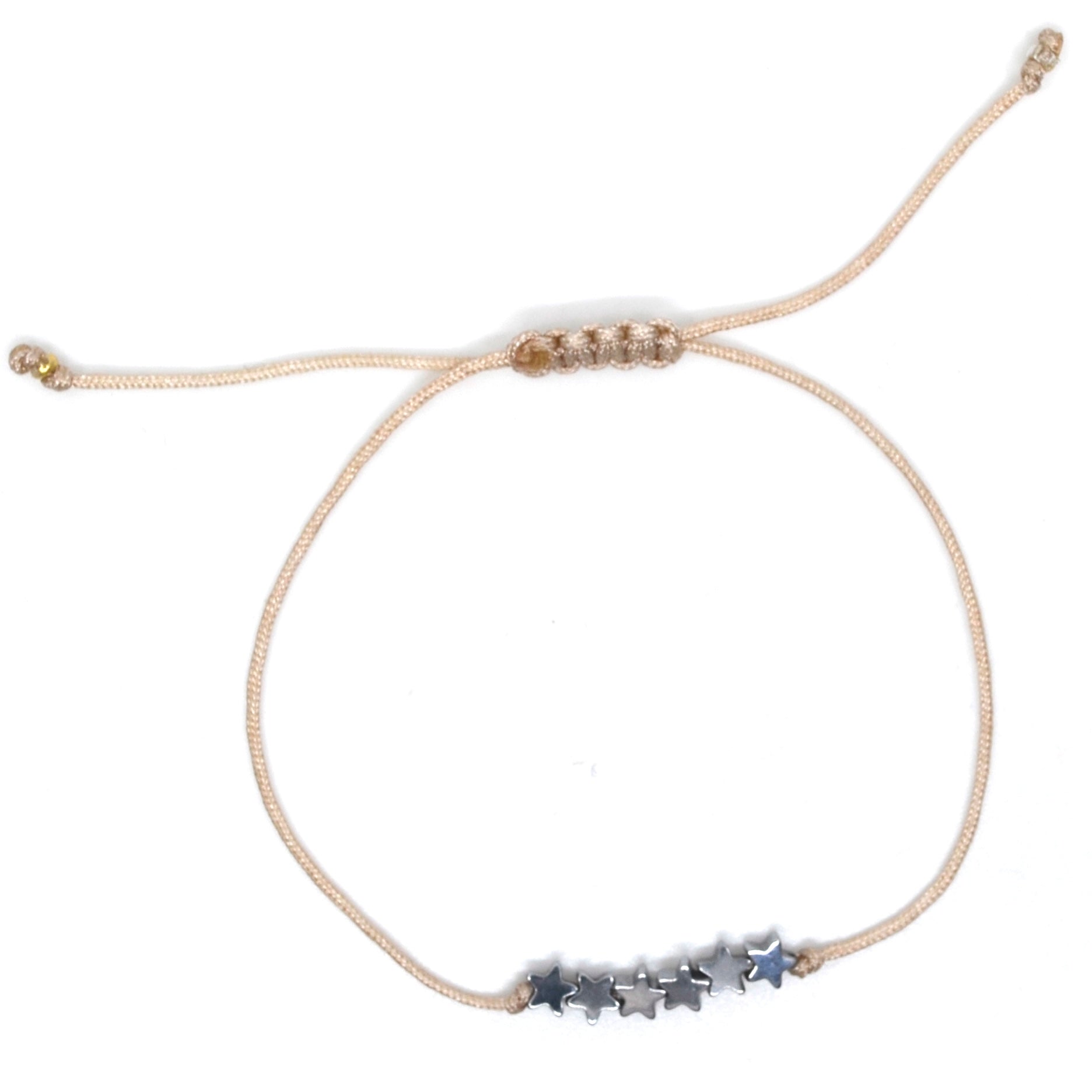 Bert Armband 6 Ster Zilver (Kies uit meerdere kleuren koord)