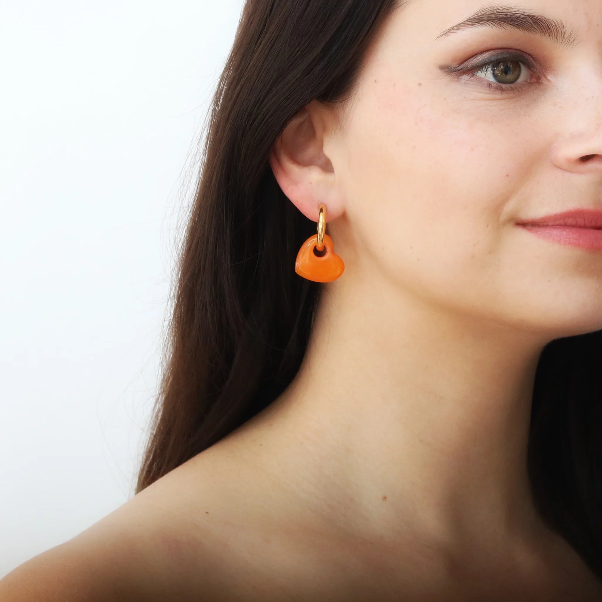 CarlieV Oorbellen Donut Heart Orange Jade (per stuk)