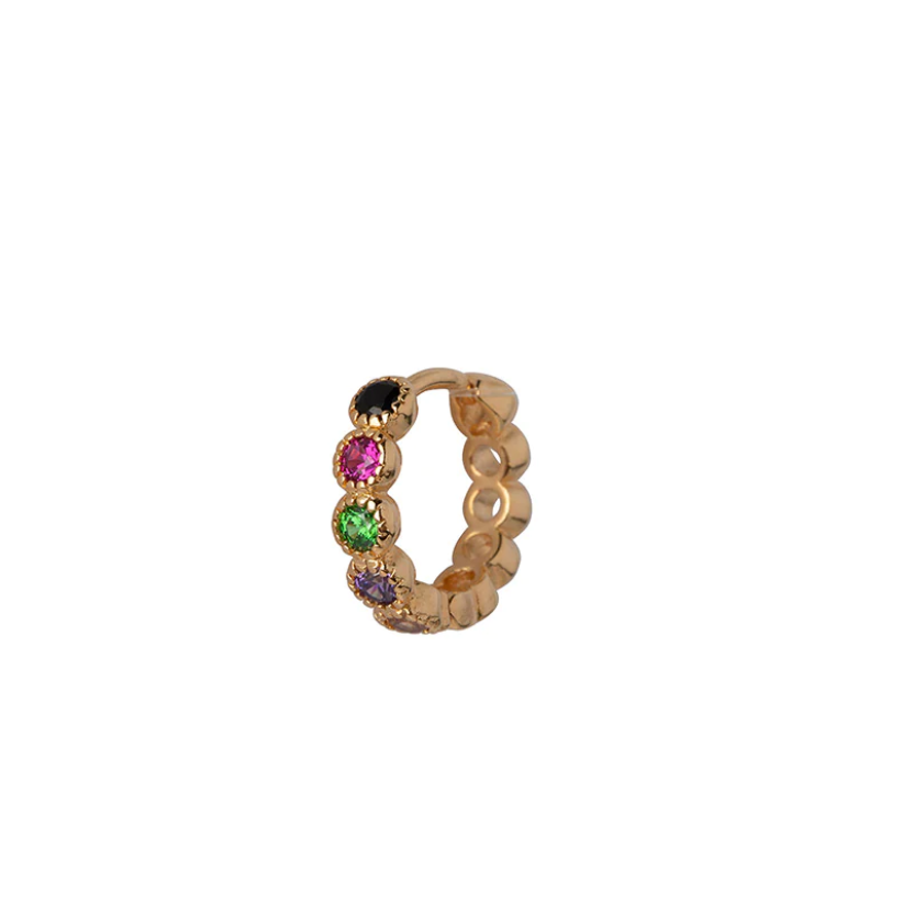 Dit is een Bobby Rose Jewelry Oorbel Multi Swarovski clip oorbel gekleurd met Goud.
