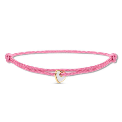 By Trend Armband Nylon White Color Heart Roze