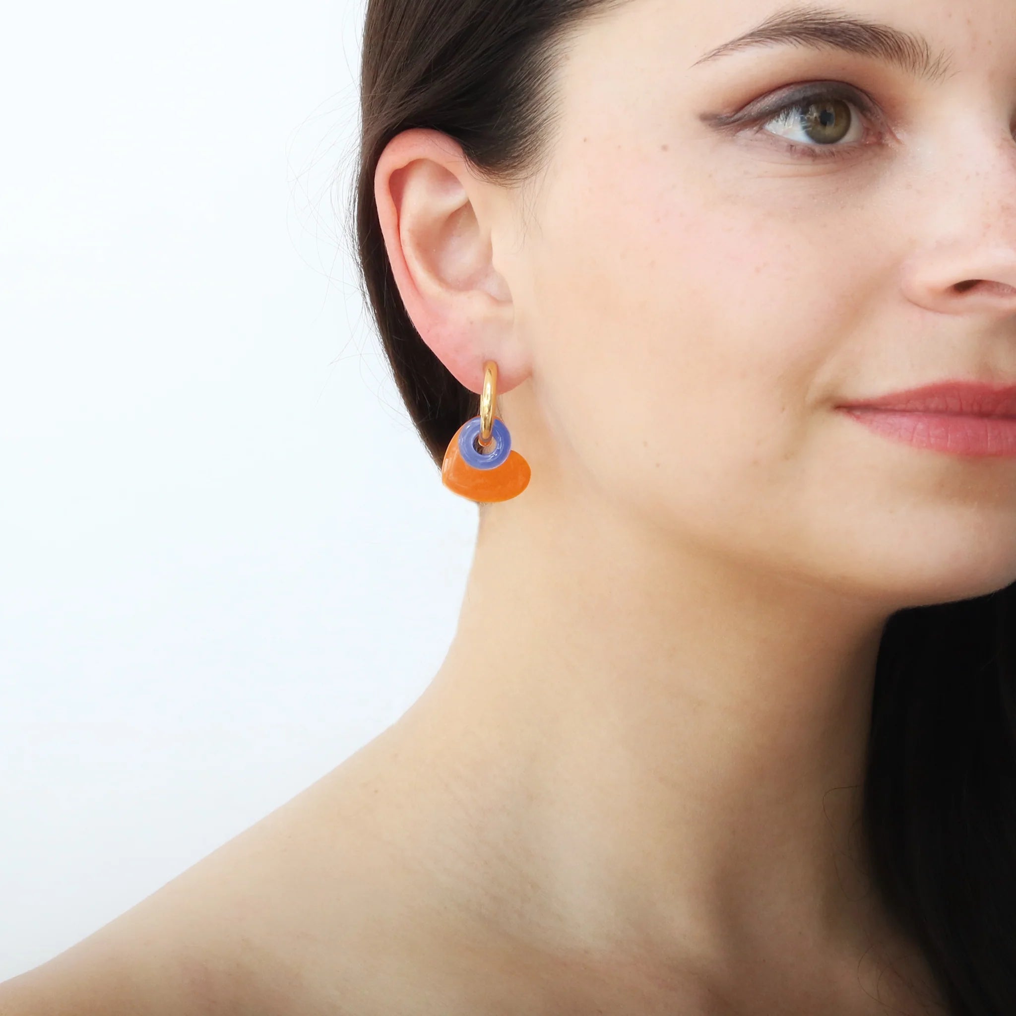 CarlieV Oorbellen Donut Heart Orange Jade (per stuk)