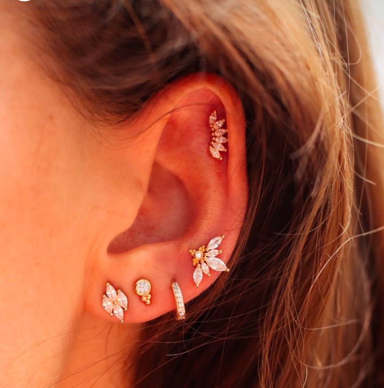 Bobby Rose Jewelry Oorbel Rhombus White (per stuk)