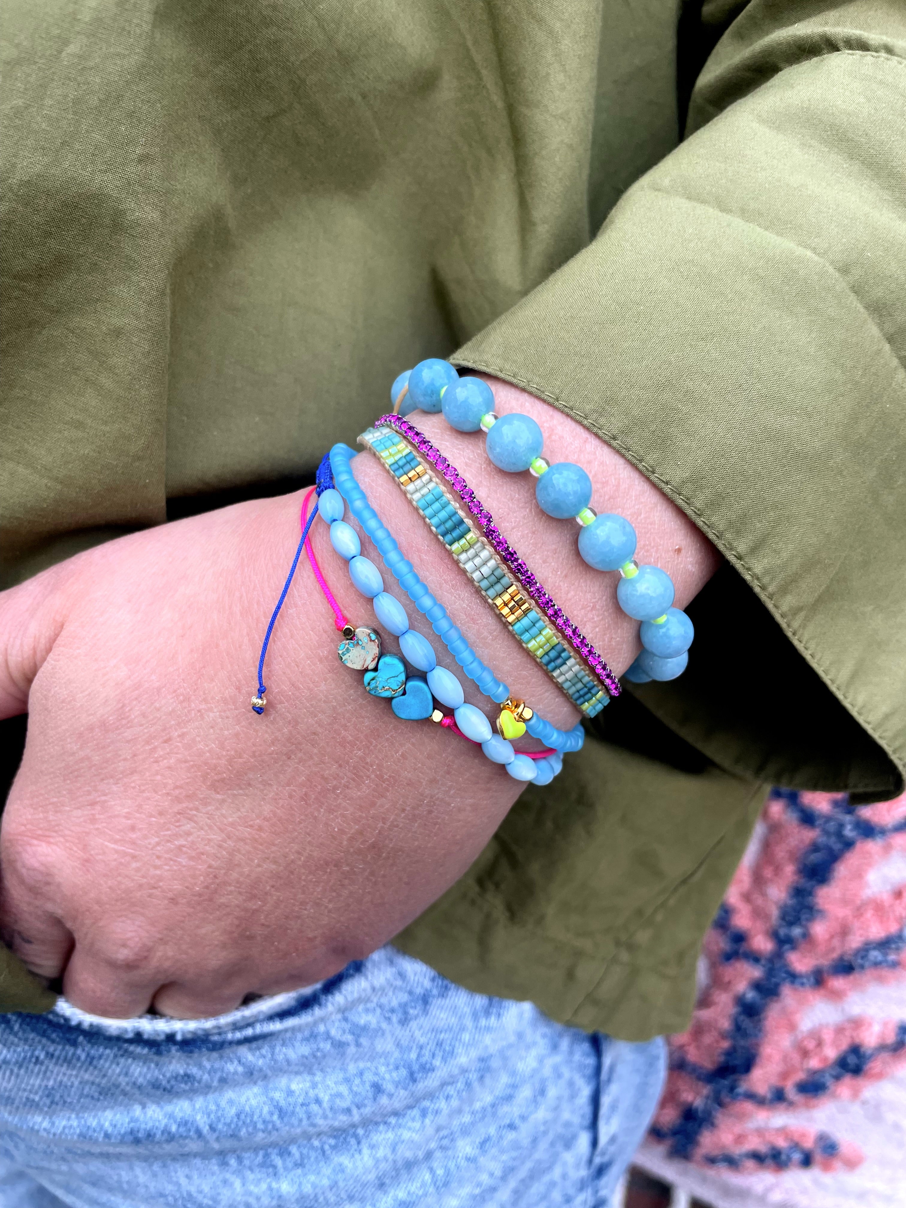 Bert Armband Moederdag 3 Hart Lichtblauw