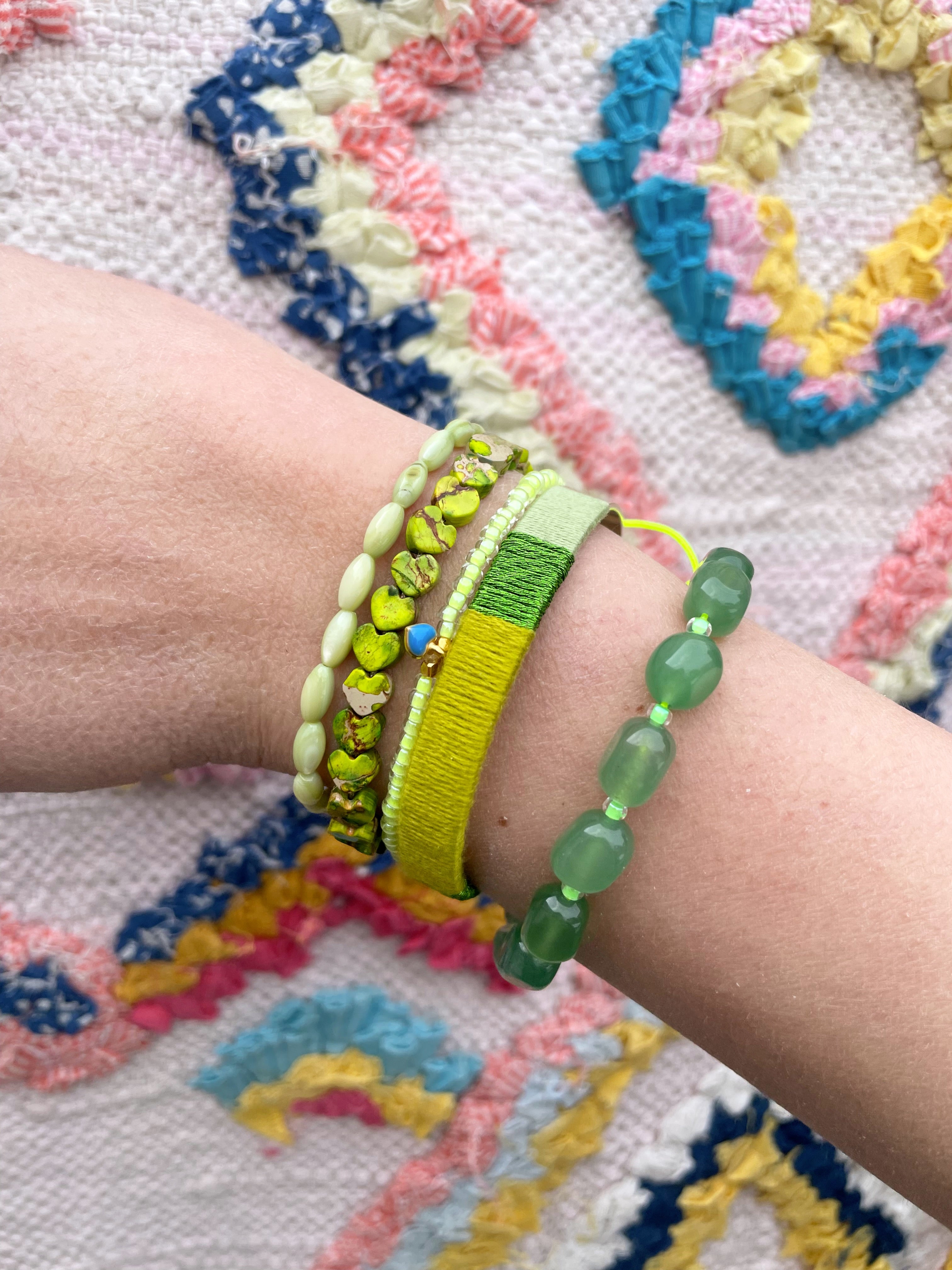 Bert Armband Moederdag Harten Groen