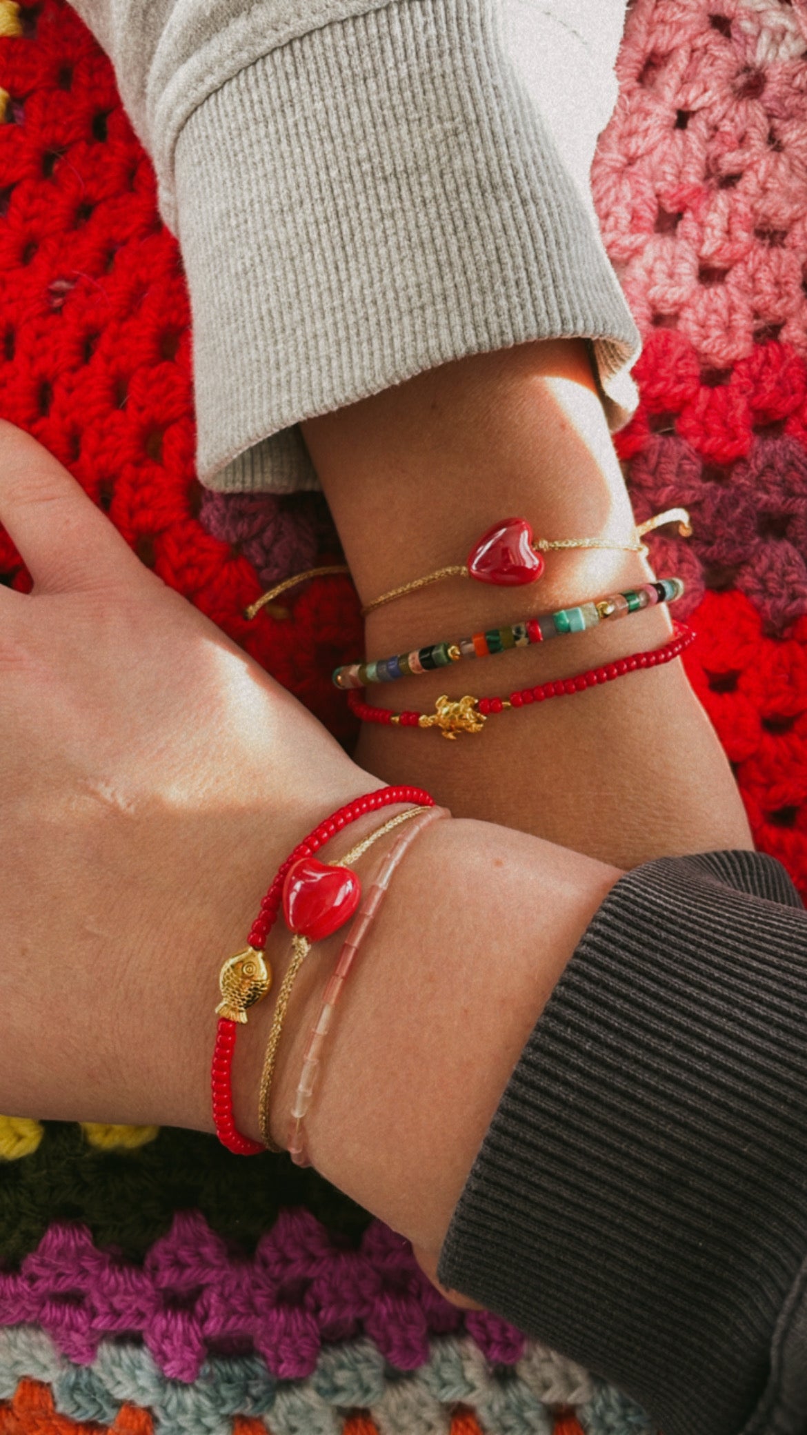 Bert Armbandenset Moeder Kind Rood (Keuze uit meerdere aantallen)