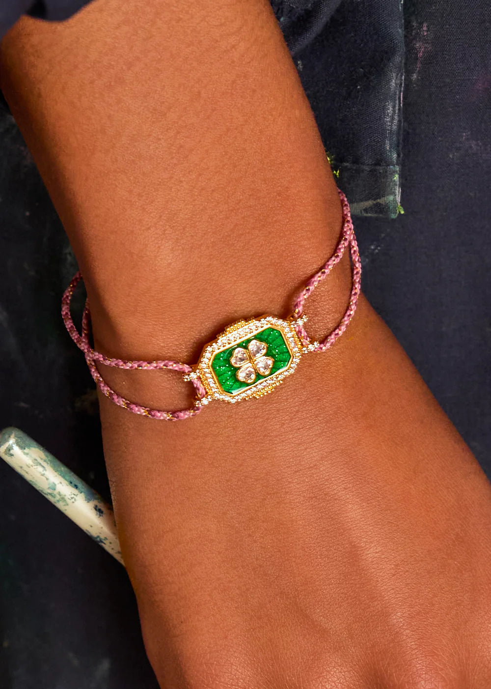 MYA-BAY Armband Bohemian Clover Green