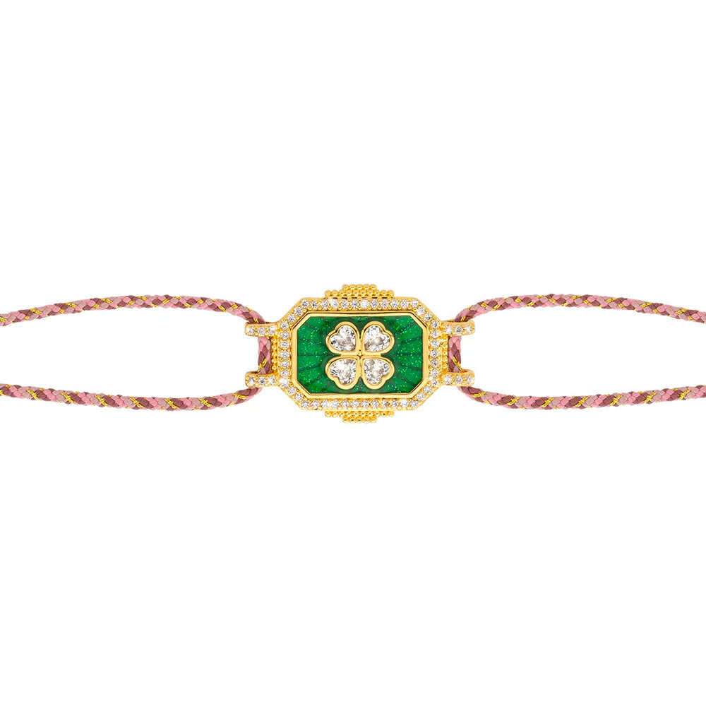 MYA-BAY Armband Bohemian Clover Green