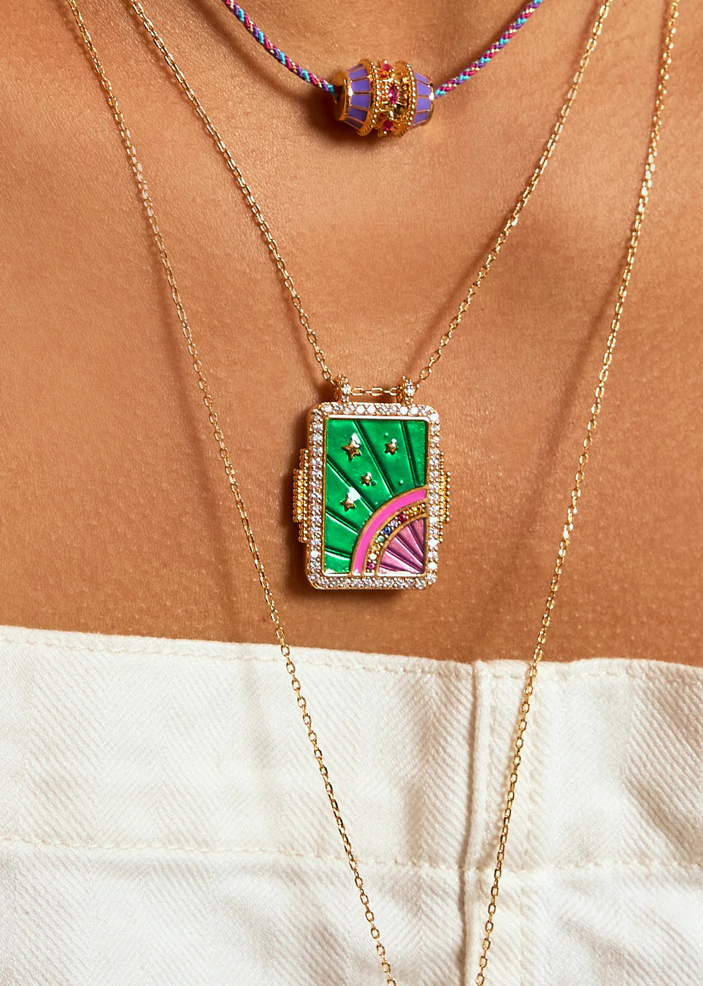 MYA-BAY Ketting Green Rainbow Boheme