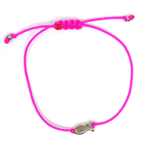 Bert Armband Kids Visje Zilver (kies uit meerdere kleuren koord)